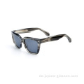 Trendy Unisex Full Rim Square Stripe Grey Tortoise Top -Qualität Acetat -Sonnenbrille